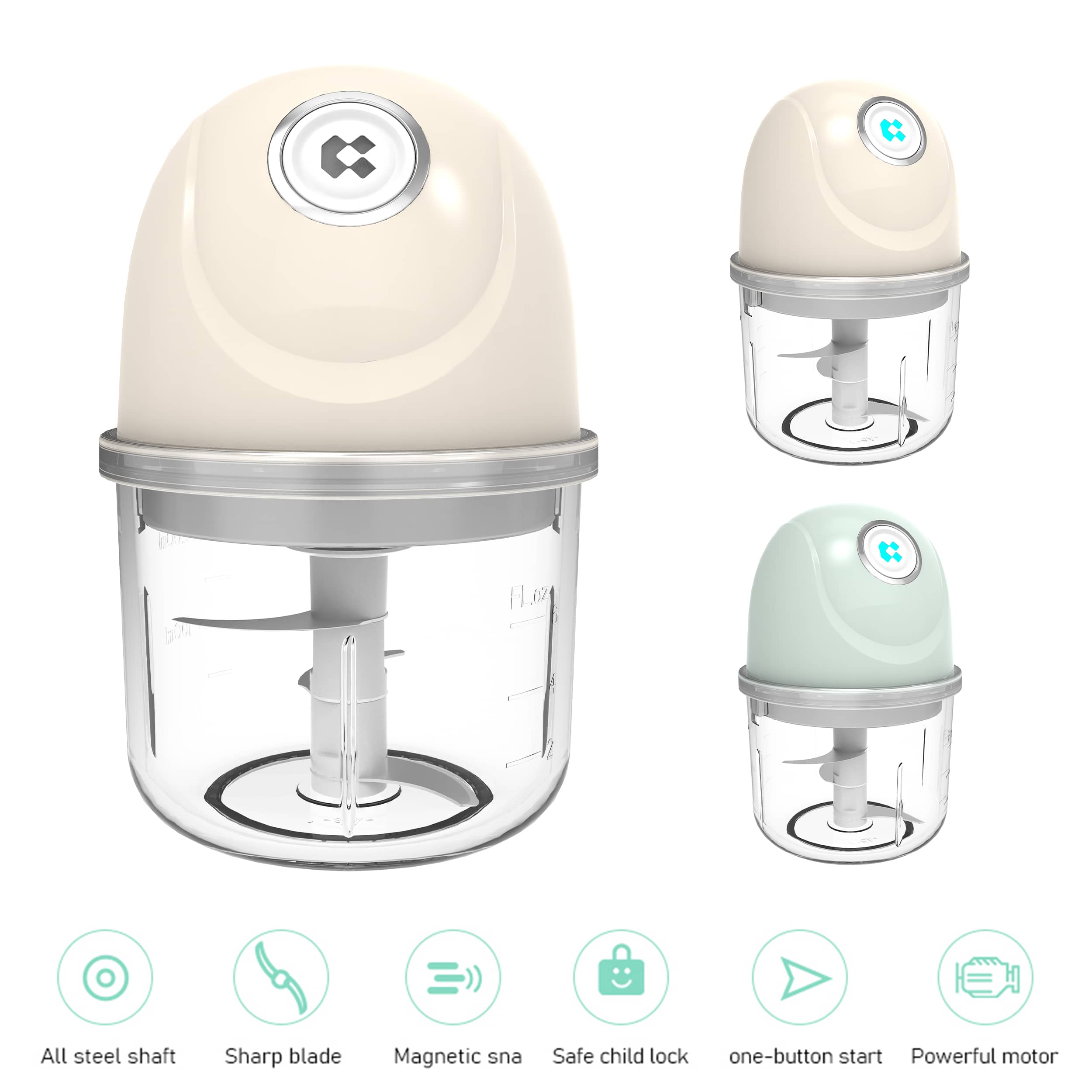 CIARRA Portable Versatile Wireless Electric Mini Food Chopper With USB CAMFPC01-OW