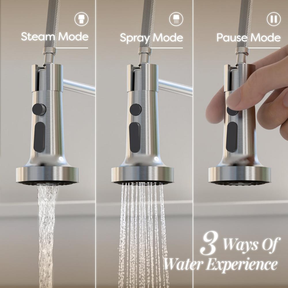 Gadgets One-handle Stainless High Arc Pull Down Sprayer Kitchen Faucet with Temperature Control