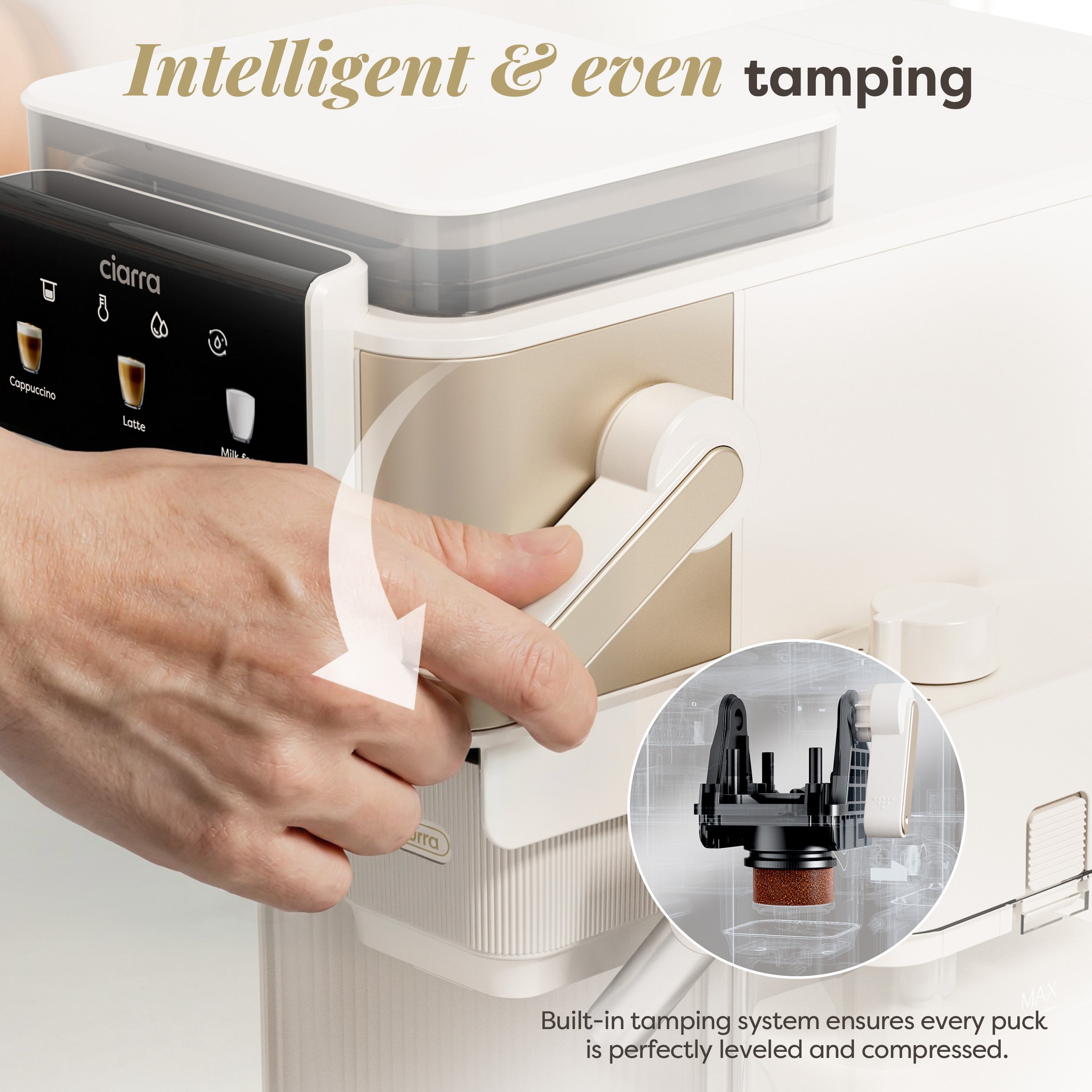 Gadgets Compact Semi Automatic Espresso Machine with Grinder & Auto Milk Frother for Small Kitchens