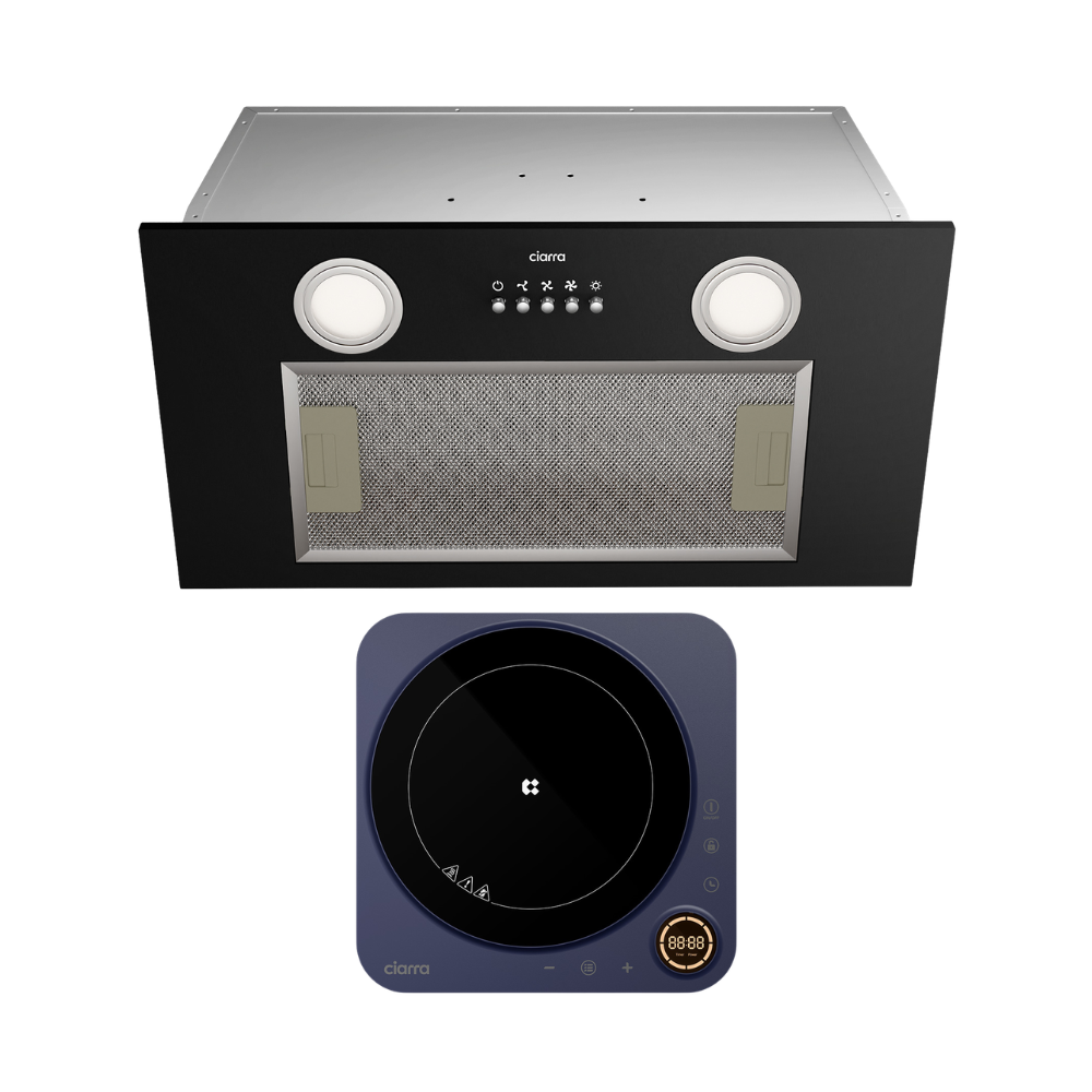 Gadgets 20 Inch Built-In Range Hood Insert, 530 CFM Ducted/Ductless Under Cabinet Vent Hood, Stainless Steel, 3-Speed Exhaust Fan, Push Button Control, LED Lighting - Black