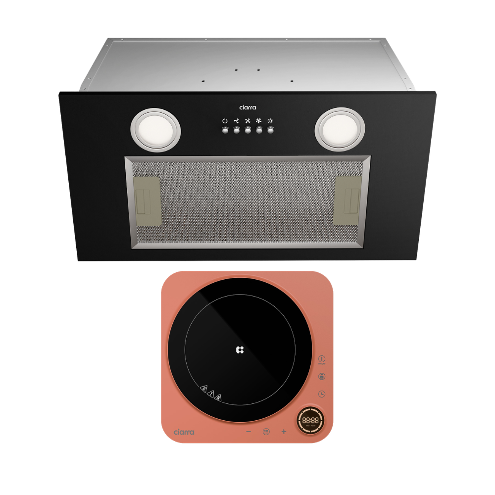 Gadgets 20 Inch Built-In Range Hood Insert, 530 CFM Ducted/Ductless Under Cabinet Vent Hood, Stainless Steel, 3-Speed Exhaust Fan, Push Button Control, LED Lighting - Black