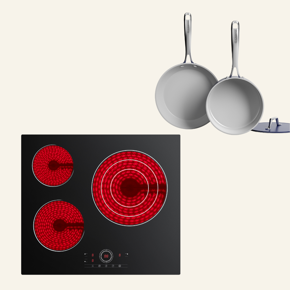 Gadgets HeartfulCook Set: 60cm 3-Zone Ceramic Hob & Cookware Duo (2‑Piece) / Cookware Set (4‑Piece), 5600W Electric Cooktop – Touch Control, 9 Power Levels, 99-Minute Timer, Auto Shut-Off, Child Lock, Nonstick Non-Toxic Cookware, Safe & Easy to Clean