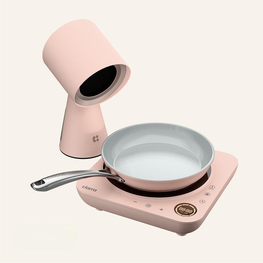 Gadgets Kitchen Cook & Go Trio : Donut Induction Cooktop & HOOD TO GO & Fry Pan - Orangina