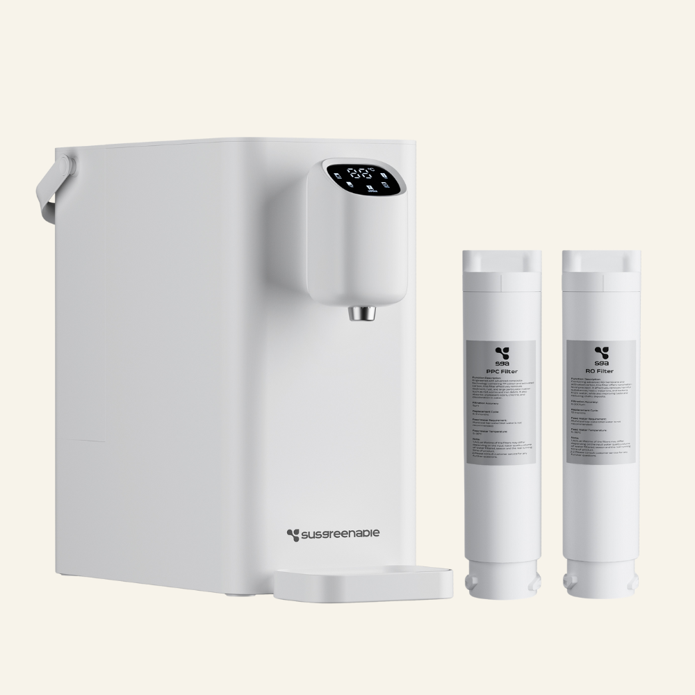 Ciarra x Susgreenable 4-in-1 RO Hot Water Dispenser with Smart LCD Display (PPC + CRO Filters) – Countertop Reverse Osmosis System, 3-Second Instant Heating, 5 Temperature Selections, and Eco-Friendly 3:1 Pure-to-Drain Efficiency