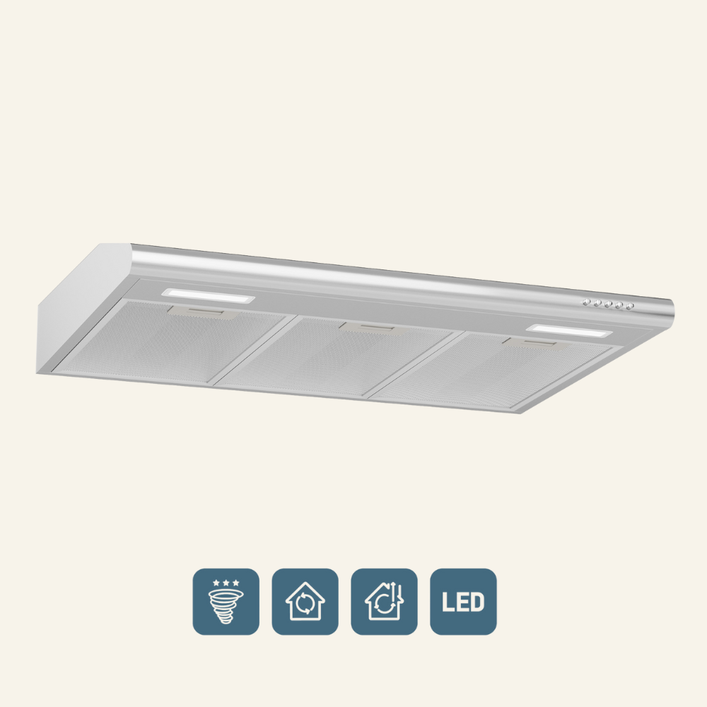 Gadgets 30 Inch Under Cabinet Range Hood, Stainless Steel Kitchen Vent Hood with 3-Speed Exhaust Fan, Ducted/Ductless Convertible - Silver