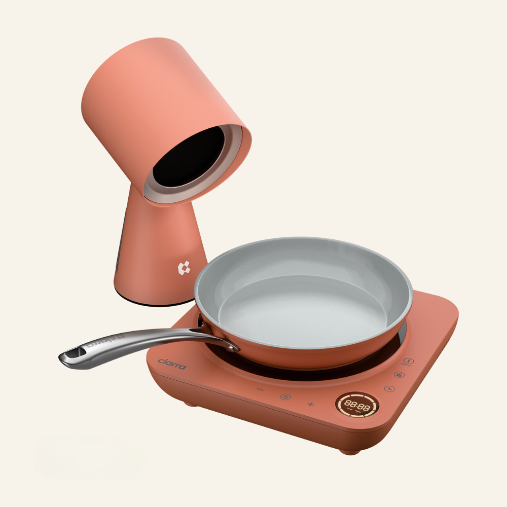 Gadgets Kitchen Cook & Go Trio : Donut Induction Cooktop & HOOD TO GO & Fry Pan - Orangina