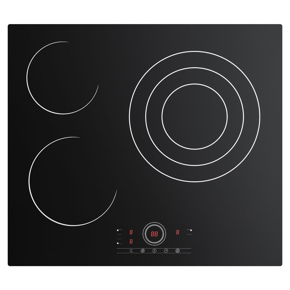 Gadgets 3-Zone Built-In Glass Ceramic Hob, 5600W Electric Cooktop – Touch Control, 9 Power Levels, 99-Minute Timer, Auto Shut-Off, Child Lock, Residual Heat Indicator, Universal Pan Compatibility, Safe & Easy to Clean
