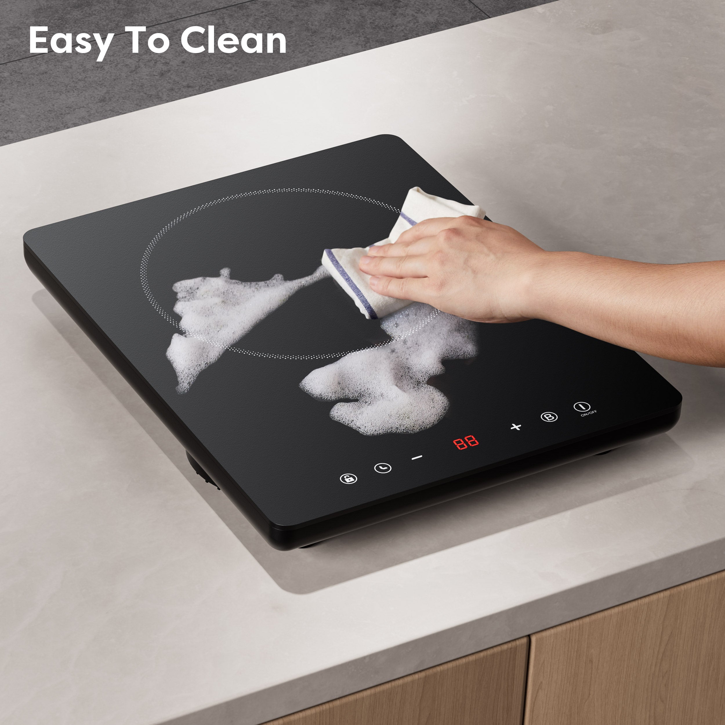 CDV 2000W Compact Portable Induction Hob with Boost Function, Single Plate Induction Cooker, 9 Power Levels, Timer