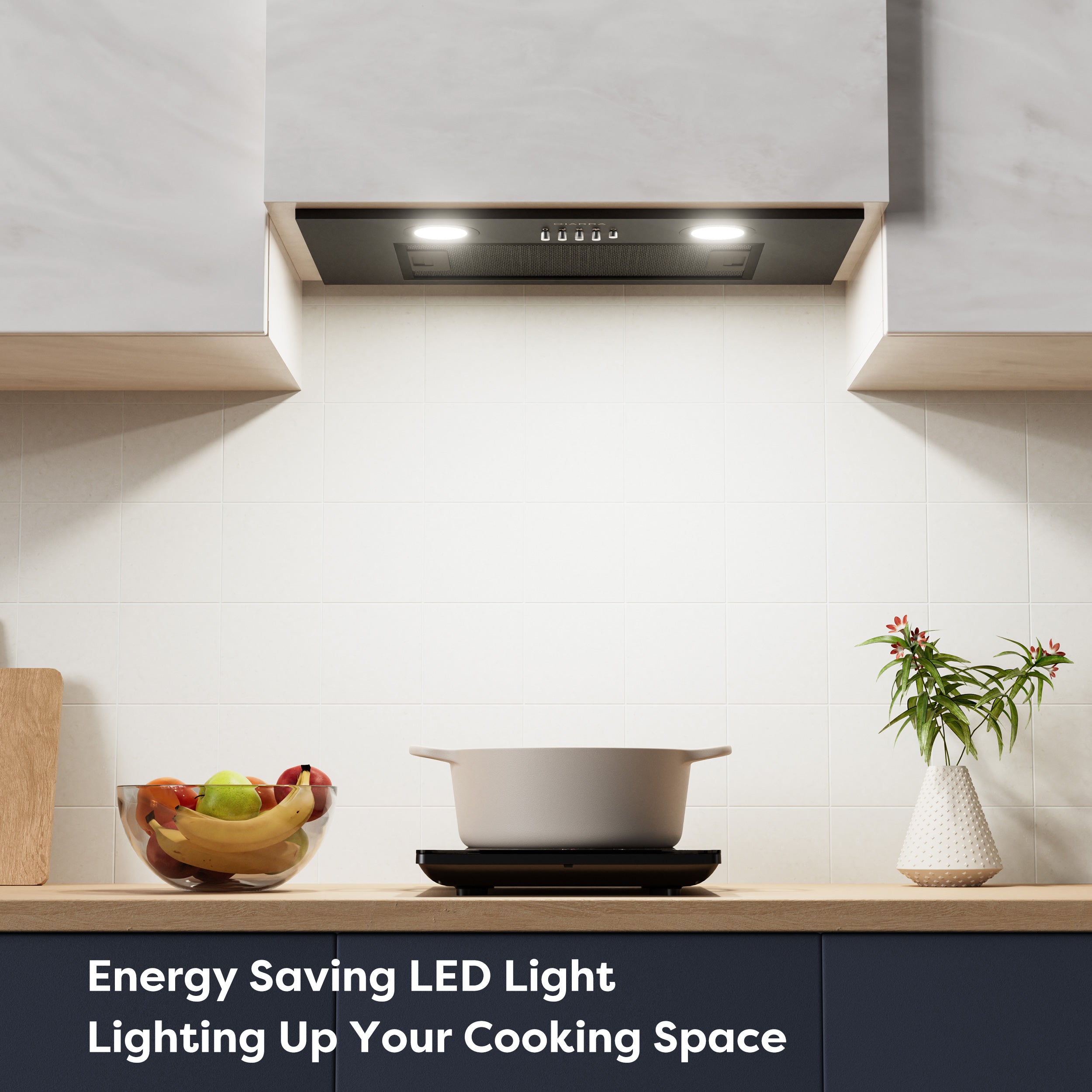 20 Inch Built-In Range Hood By Joeaonz – Stainless Steel, 3-Speed, Ducted Or Ductless, LED Lights