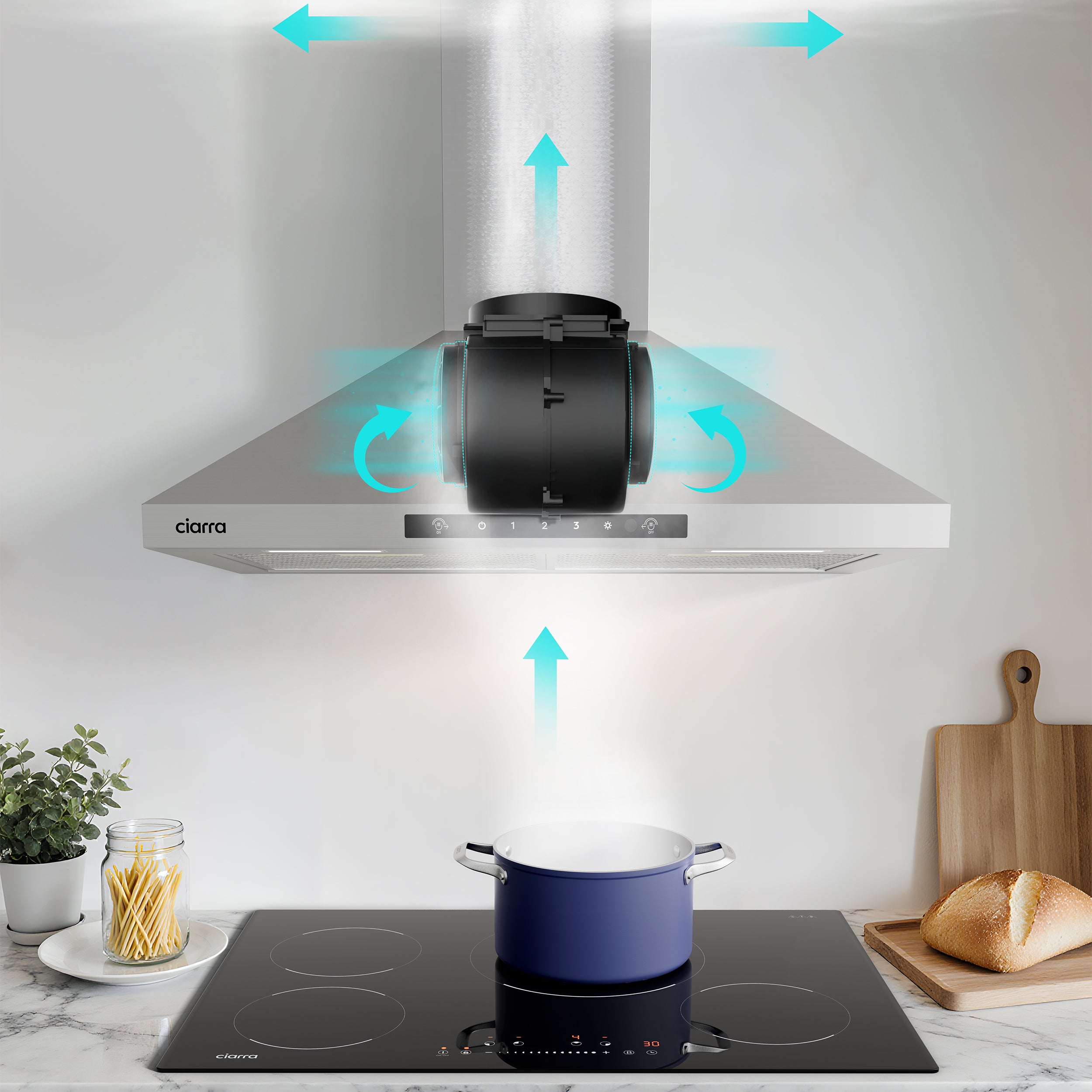 Gadgets 30 Inch Stainless Steel Range Hood, 650 CFM, Quiet Ventilation with Wave Gesture & Touch Control, LED Lighting, Ducted/Ductless, Energy Efficient