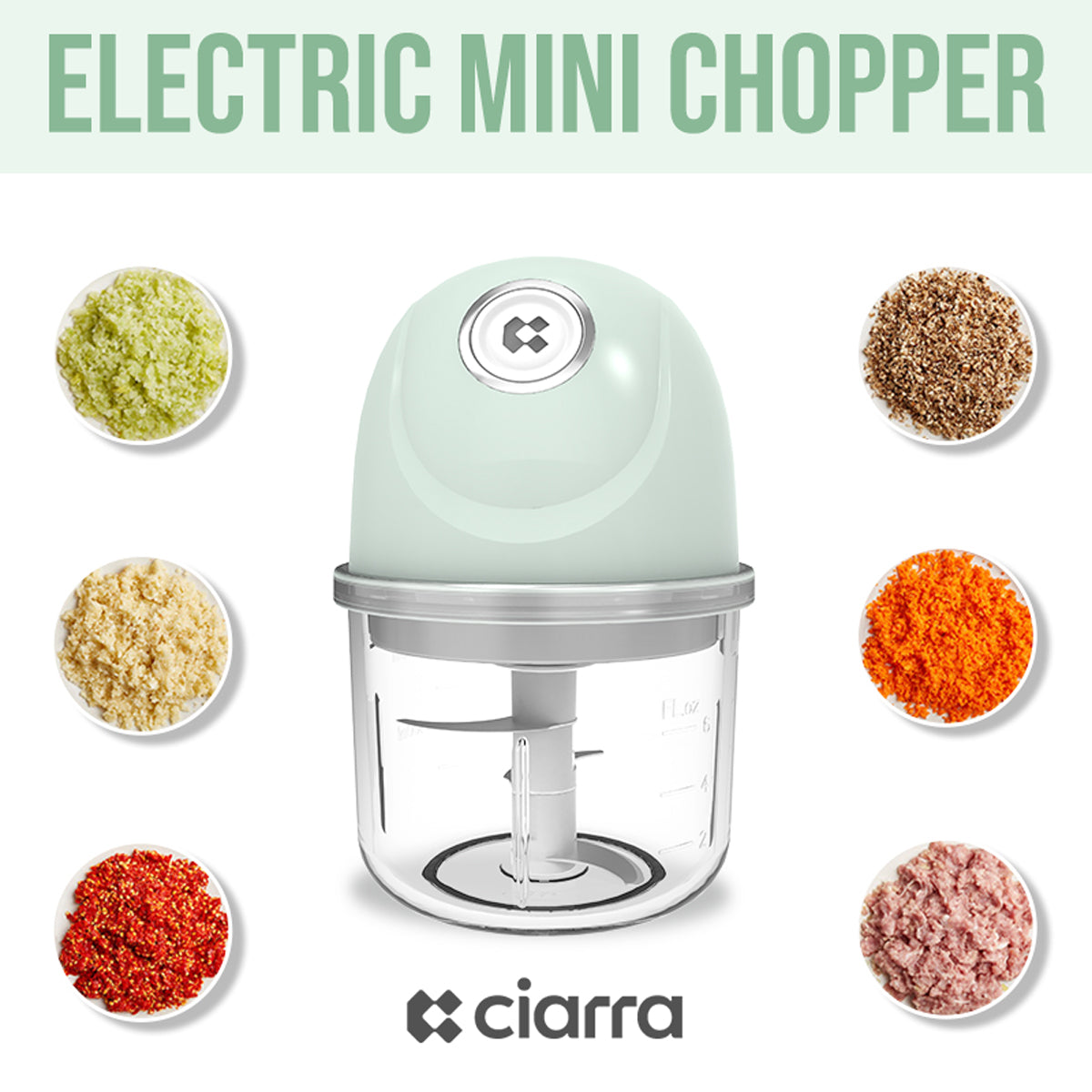 CIARRA Portable Versatile Wireless Electric Mini Food Chopper With USB CAMFPA01-OW